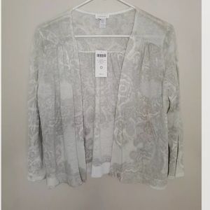 NWT Chicos Delicate Scroll Linen Blend Cardigan Mist Green Size 0/small.